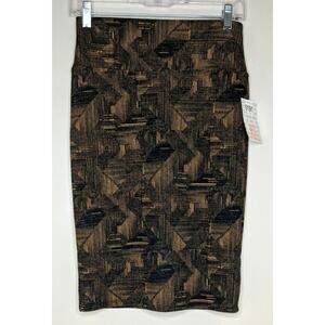 LuLaRoe Printed Cassie Skirt Pencil Brown Black Print XS New
